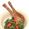 Natural Wood Salad Servers Set of 2 with Hand-Carved Olive Wood and Batik Bone Inlay